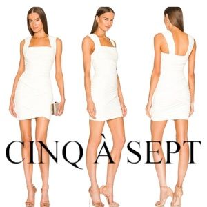 Cinq a Sept NWT Desiree bandage ruched minidress in ivory. Size 0. Gorgeous